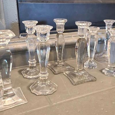 5 Pairs (10) Of Crystal/Glass Candlesticks