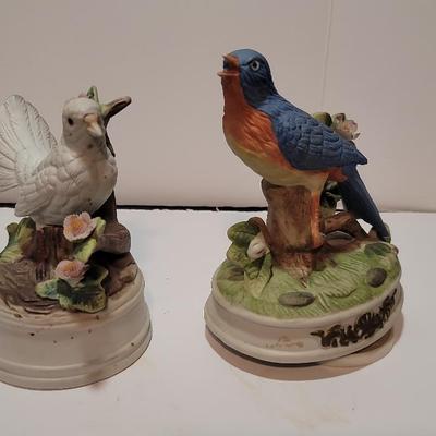 Porcelain Bluebird and Dove Music Boxes