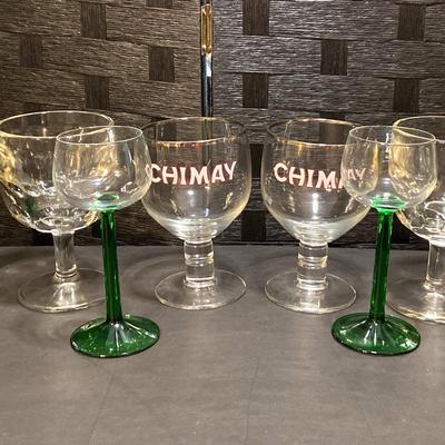 6 French Cristal D'Arques Durand Rhine Glasses and Pair of CHIMAY Glasses
