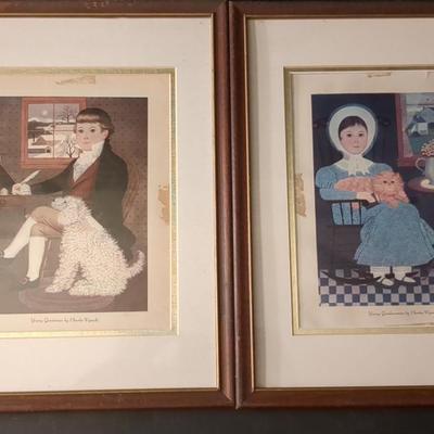 Framed Prints by Artist Charles Wysocki "Young Gentlewoman.." & Young Gentleman" Each 12" x 15"