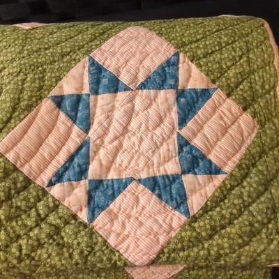 Handmade Patchwork quilt with star pattern 73" X 66 1/2"