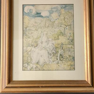 15" x 13" Framed Print of "Madonna Of the Animals" by Artist Albrecht Durer 1503