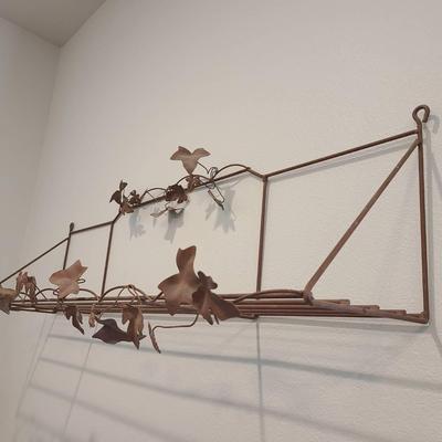 Outdoor Metal Plant Shelf With Ivy Design -- 48" x 12" x 12"