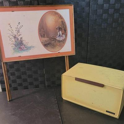 Vintage Breadbox & TV Tray (Floral Country Girl) 