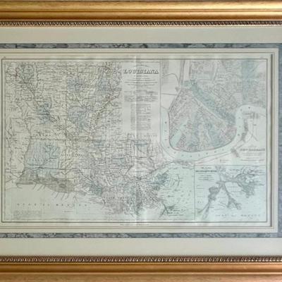O. W. Gray & Son New Map Of Louisiana Custom Framed Print - Frank A. Gray 