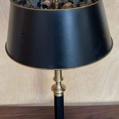 Vintage Brass And Black Metal Double Pull Lamp With Artemis Studios Black Shade