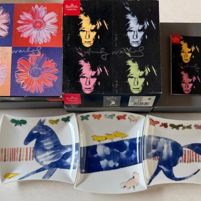 (3) Rosenthal Studio Line Andy Warhol Blue Horse Dishes In Original Dishes