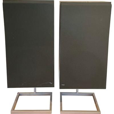 Vintage Pair Of Bang & Olufsen Beovox S75 Denmark Upright Speakers With Metal Stands