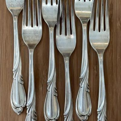 (6) International Sterling Silver Rhapsody Pattern Dinner Forks - 361 Grams Total