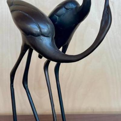 Andrea By Sadik 14.5" Bronze Tone Metal Crane Figurine With Sticker