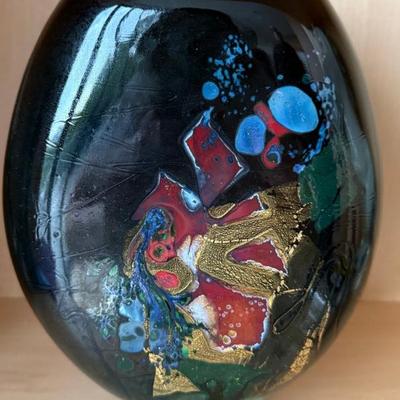 Robert Pierini Hand Blown Art Glass Vase 1990 Signed B7