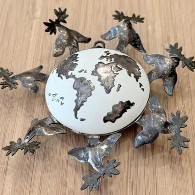 2003 Sterling Silver And Copper Milia Castillo Bird And Earth Wall Hanging