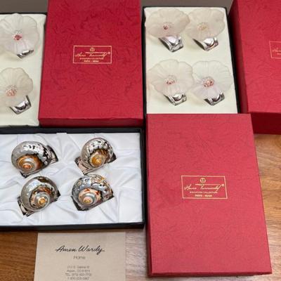 (3) Boxes Of Hans Turnwald Signature Collection Napkin Rings - Flowers And Shells