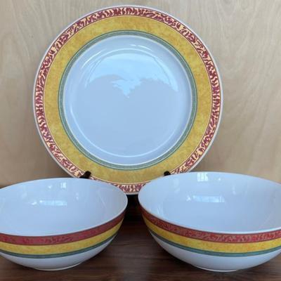 (2) Villeroy & Boch Paloma Picasso " My Way" Bone China Germany Oval Serving Bowls And Round Platter