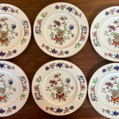 (6) Vintage England Coalport Flower Pot 8.75" Plates