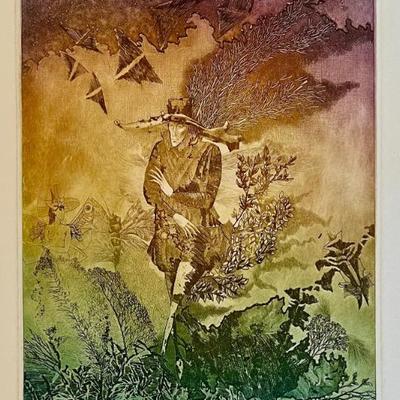 Out Of Frame Zsuzsa Egresi " Knight Of The Butterflies" Signe Etching