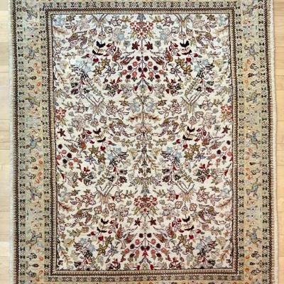 Vintage Genuine Hand Woven 100 Percent Wool Pile 75"x  57" Rug Made In Iran