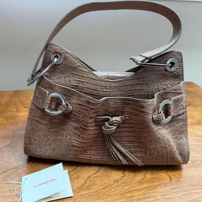 Authentic Lancel Paris Cowhide Leather Lizard Style Purse Hand Bag New With Tag