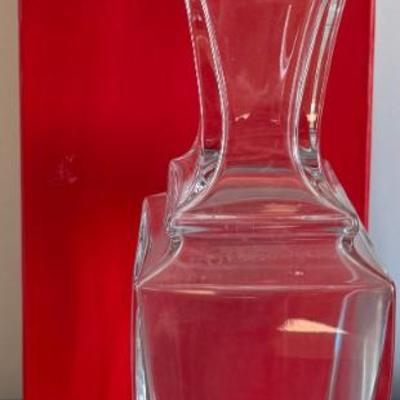 Baccarat France Square Crystal 10.25" Vase With Box 
