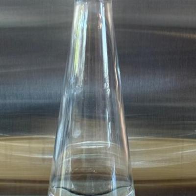 Heavy Art Glass Decanter With Frosted Sphere Top 