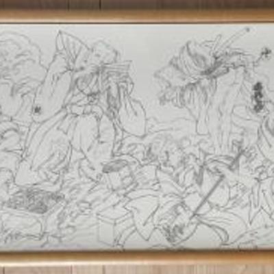 Masami Teraoka 2 Color Screen Print " Sinking Pleasure Boat" 1977 73 Of 75  In Custom Wood Frame