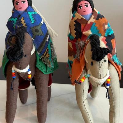 (2) Unsigned Ruth Apachito Cloth Dolls On Horse Back