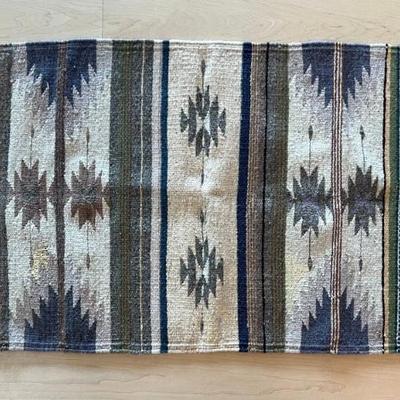 22" X 40" Hand Woven Wool Mexico Rug With Fringe