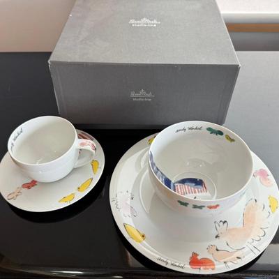 Rosenthal Studio Line Andy Warhol Blue Horse Cup, Saucer, Plate, And Bowl In Original Box