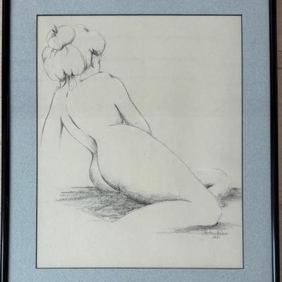 Andrew Nelson 1991 Original Pencil Etching Nude Woman Signed