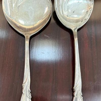 Pair Of International Sterling Silver Rhapsody Serving Spoons - 151 Grams 