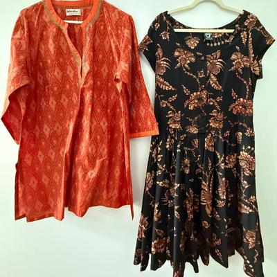 Fabinia XL Silk Dress And A Water Witch Castine Cotton Dress Size 16
