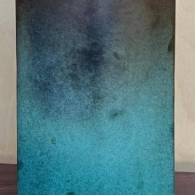 12" Solid Patina Copper Vase Stamped G