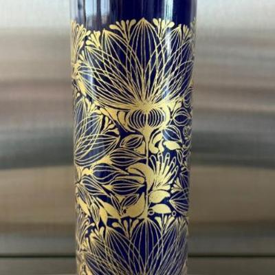 Rosenthal Studio Linie Germany Bjorn Wiinblad Cobalt And Gold Vase