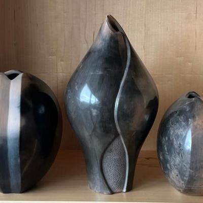 (3) Melora Neaves Signed 1998 - 2000 Pottery Vases (as Is)