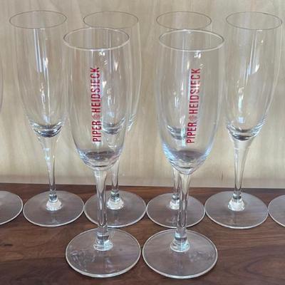 (8) Clear Champagne Glasses - (6) Rosenthal And (2) Piper Heidsieck
