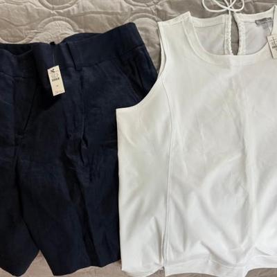 Pair Of Talbot New With Tag Ladies 14 Blue Shorts And Talbots L Water Resistant Shirt