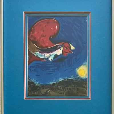 Vintage Marc Chagall Small Print With Silver Tone Metal Frame And Glass Front