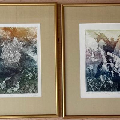 Pair Of Susanna Egresi Color Signed Prints In Custom Frames