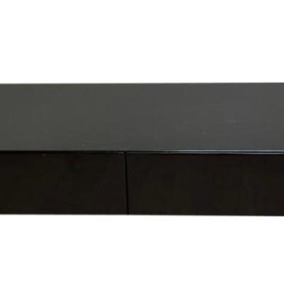 Giovanni Offredi Saporiti Italia Black Lacquer 2 Drawer Low Tables With Chrome Feet