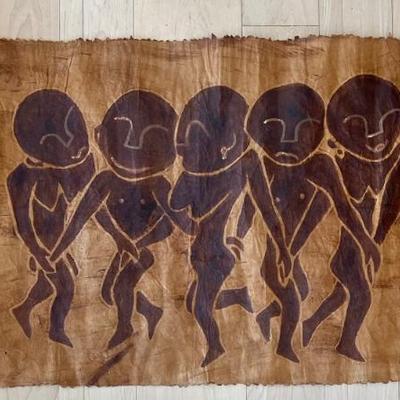 Vintage Hand Made In Taiwan Boar Hide Paper Painting