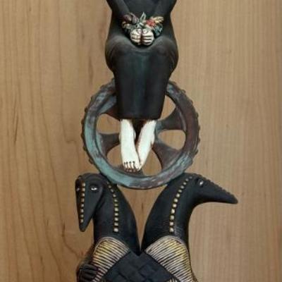 Vintage Bulgarian  Whimsical Signed Hand Painted Ceramic  Figurine 1997 
