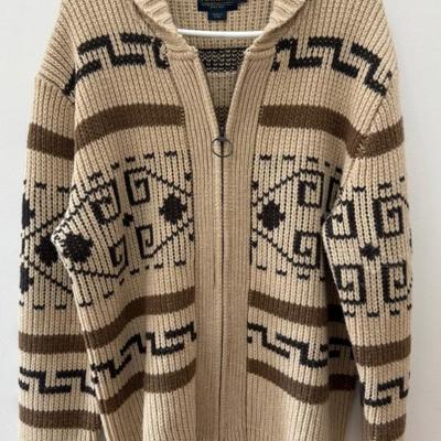 Pendleton Men's Size Medium 100 Percent Lamb's Wool Zip Front Sweater