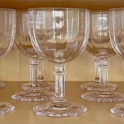 (11) Vintage Clear Crystal Stemmed Goblets
