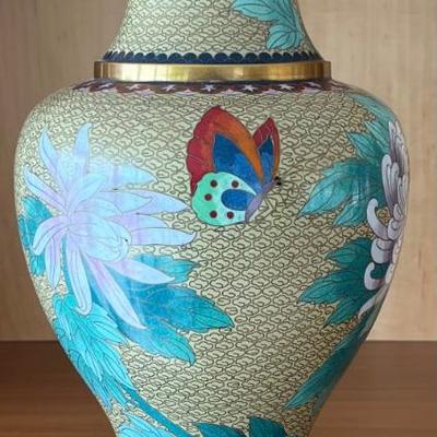 15.5 Inch Floral Cloisonne Vase - People's Republic Of China 