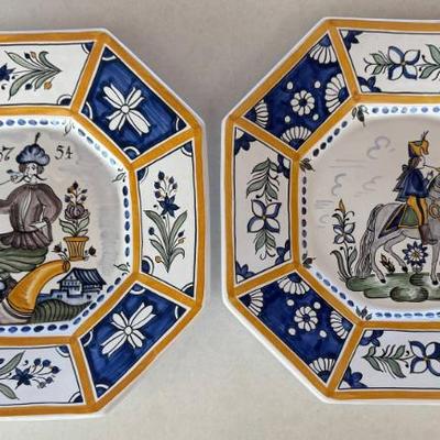 Pair Of Hungarian Faience Square Plates