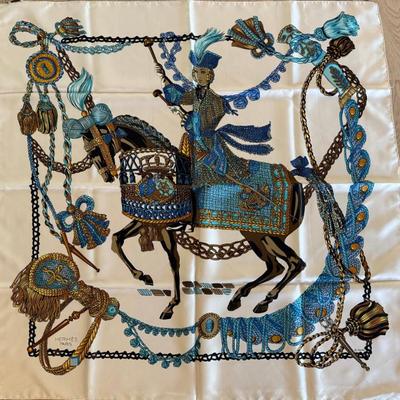 Authentic Hermes Silk With Original Tag And Signature - 43.5" X 34.5 Hand Rolled & Stitched Edge