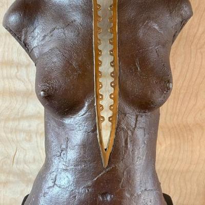 Crystal Schenk 2002 "corset" Compromise Series Cast Bronze Sculpture Mounted On Metal Stand 
