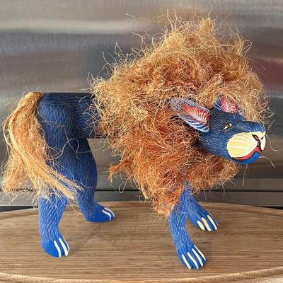 Zeny Fuentes 1973 San Martin Tilcajete Mexico Hand Carved And Painted Folk Art Lion