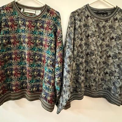 (2) Jhane Barnes Made In Japan Wool Blend Abstract Sweaters M And XL