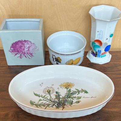 (4) Vases And Serving Dishes - Dididr Blardat, Rosenthal, And Royal Worcester, Villeroy & Boch